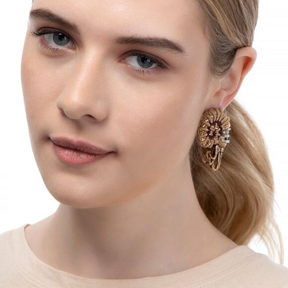 Deepa Gurnani x Anthropologie Samudra Beaded Nautilus Shell Earrings - Picture 4 of 8